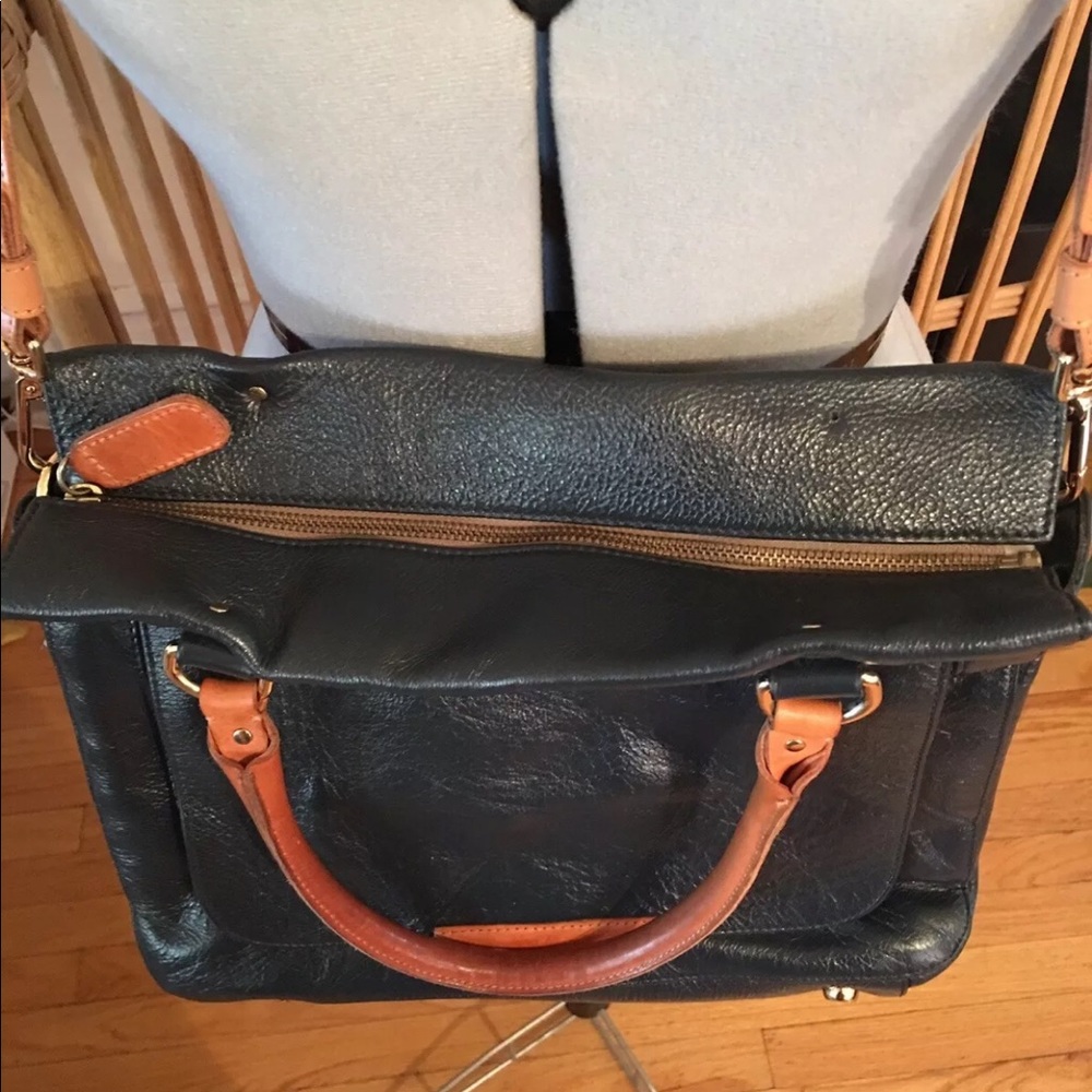 Orla Kiely Navy and Tan Crossbody Bag - Picture 4 of 15